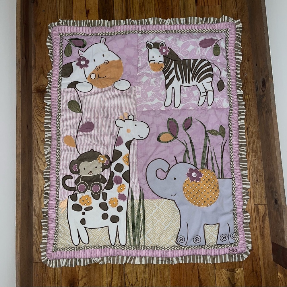 CoCaLo Baby Jacana Crib Quilt Jungle Monkey, Giraffe, Hippo, Elephant